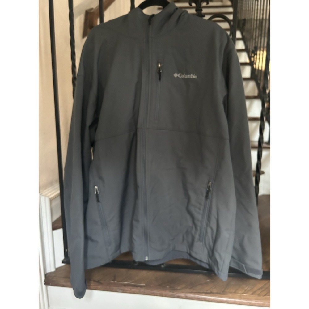 Men's Size 3XL Tall Ascender Softshell Jacket Gray Hood Zip-Up